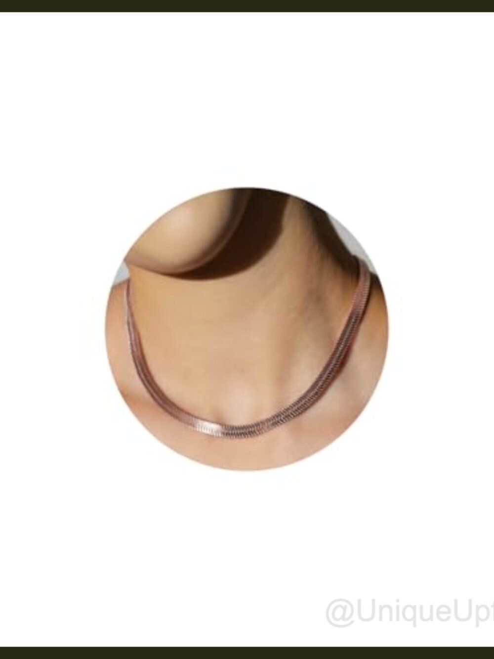 Herringbone Chain Necklace 18K Rose Gold Plated Stainless Steel Choker